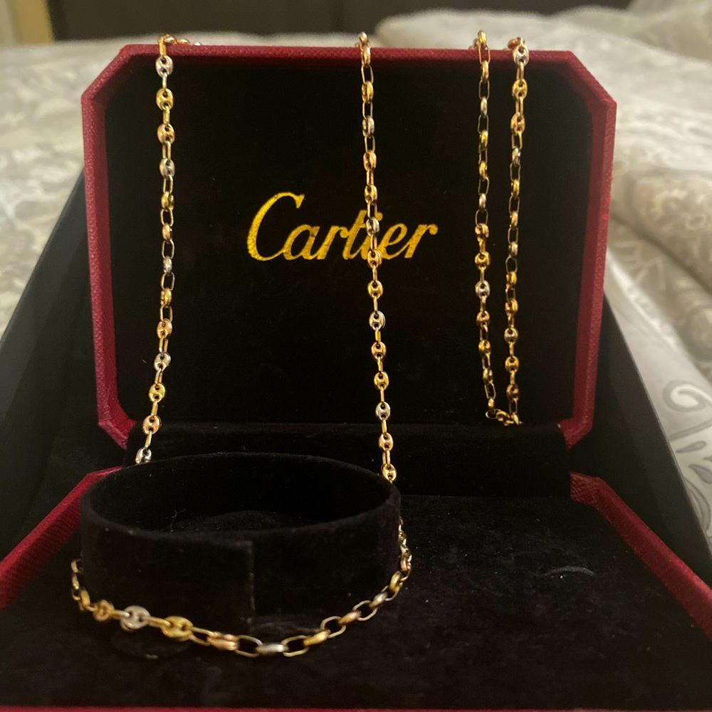 SOLD 18k gold necklace & bracelet GG link